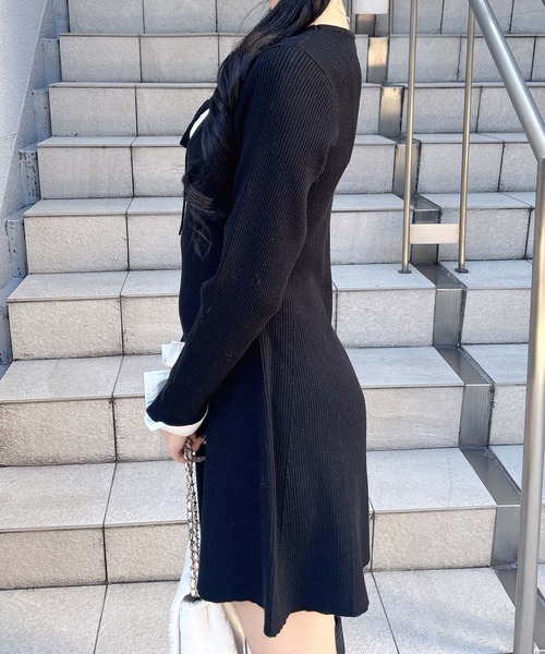 INGNI（イング）の「シャツドッキングニットワンピース（ワンピース・レディース・ブラック/グレー・M）」の5枚目の写真