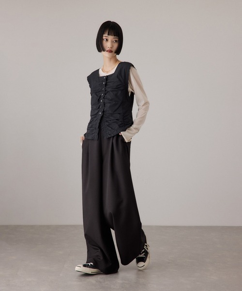 ADAM ET ROPE'（アダムエロペ）の「ブラウスコンビオールインワン（つなぎ/オールインワン・レディース・ブラック/ブルー系その他・36/38）」の4枚目の写真