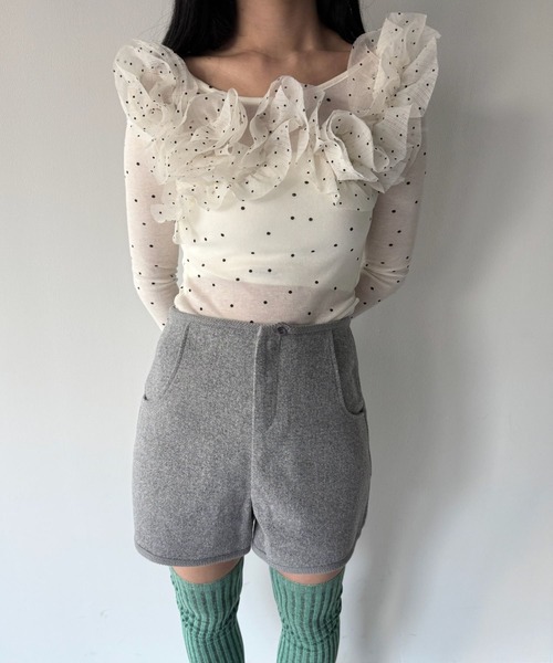 SANSeLF(サンセルフ)の「【SANSeLF】フリルネックトップス saw25a071(その他トップス・レディース・ホワイト・FREE)」の5枚目の写真