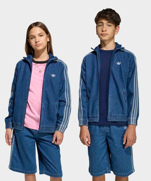 adidas デニムブルー ジップアップジャケット ファイヤーバード トラックトップ デニム / ジャージ / アディダス