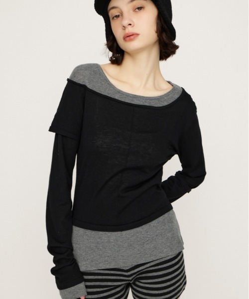 トップス UNOF LAYERED KNIT TOPS トップス UNOF LAYERED KNIT TOPS LAYERED KNIT TOPS – UNOF