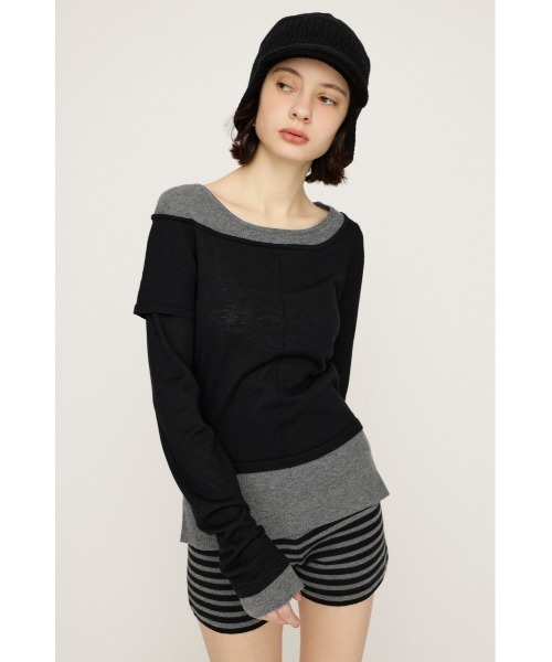 セール】LAYERED KNIT TOPS レイヤード ニット トップス 春服（ニット