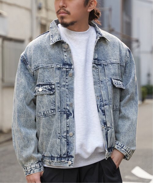 VENCEEXCHANGE（ヴァンスエクスチェンジ）の「デニムジャケット（ブルゾン・メンズ・ダークグレー/ターコイズブルー/ライトブルー/ブラック・LL/L/M）」の3枚目の写真