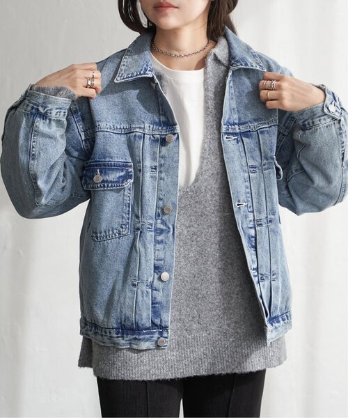 VENCEEXCHANGE（ヴァンスエクスチェンジ）の「デニムジャケット（ブルゾン・メンズ・ダークグレー/ターコイズブルー/ライトブルー/ブラック・LL/L/M）」の11枚目の写真