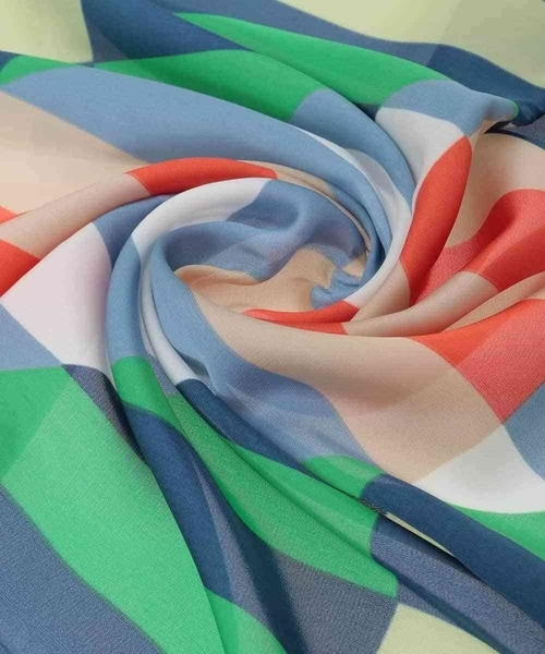 MK MICHEL KLEIN(エムケーミッシェルクラン)の「幾何柄スカーフ/洗える(ストール/ショール・レディース・ダークインディゴブルー/ベージュ・38)」の4枚目の写真