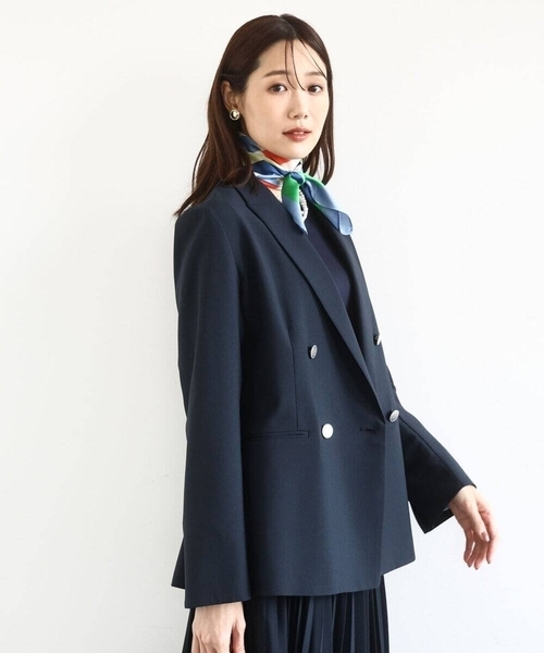 MK MICHEL KLEIN(エムケーミッシェルクラン)の「幾何柄スカーフ/洗える(ストール/ショール・レディース・ダークインディゴブルー/ベージュ・38)」の9枚目の写真