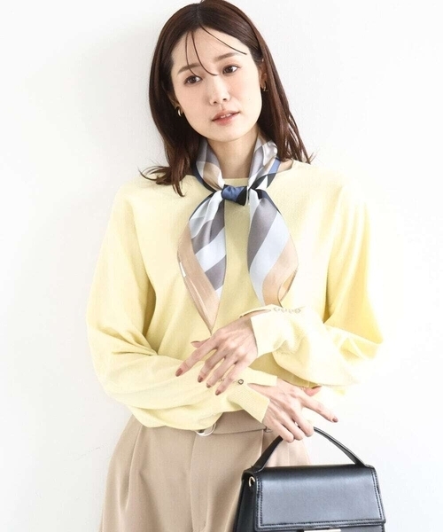 MK MICHEL KLEIN(エムケーミッシェルクラン)の「幾何柄スカーフ/洗える(ストール/ショール・レディース・ダークインディゴブルー/ベージュ・38)」の13枚目の写真