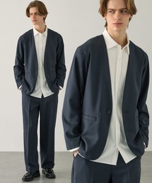 EASENCE（イーズエンス）の「【EASENCE】パウダーツイル セットアップ ノーカラージャケット&ワイドパンツ<イージードライ マシンウォッシャブル>（セットアップ）」