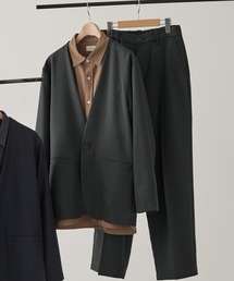 EASENCE（イーズエンス）の「【EASENCE】パウダーツイル セットアップ ノーカラージャケット&ワイドパンツ<イージードライ マシンウォッシャブル>（セットアップ）」