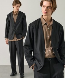 EASENCE | 【EASENCE】パウダーツイル セットアップ ノーカラージャケット＆ワイドパンツ<イージードライ/マシンウォッシャブル>(セットアップ)