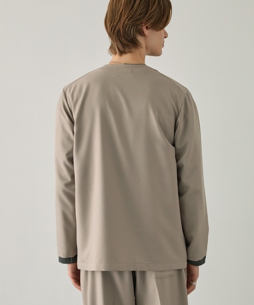 EASENCE(イーズエンス)の「【EASENCE】パウダーツイル セットアップ ノーカラージャケット&ワイドパンツ<イージードライ/マシンウォッシャブル>(セットアップ・メンズ・ブラック/グレイッシュベージュ/ダークグレー/ダークネイビー/ライトグレー・S/M/L)」の15枚目の写真