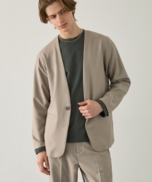 EASENCE（イーズエンス）の「【EASENCE】パウダーツイル セットアップ ノーカラージャケット&ワイドパンツ<イージードライ マシンウォッシャブル>（セットアップ）」