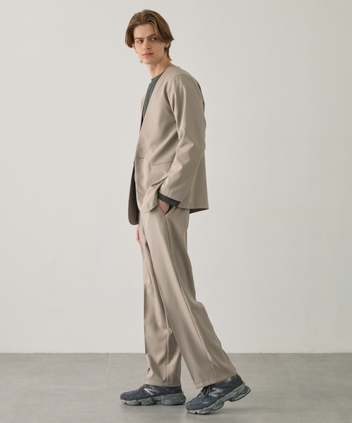 EASENCE(イーズエンス)の「【EASENCE】パウダーツイル セットアップ ノーカラージャケット&ワイドパンツ<イージードライ/マシンウォッシャブル>(セットアップ・メンズ・ブラック/グレイッシュベージュ/ダークグレー/ダークネイビー/ライトグレー・S/M/L)」の22枚目の写真