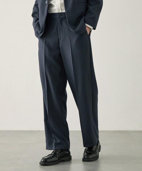 EASENCE(イーズエンス)の「【EASENCE】パウダーツイル セットアップ ノーカラージャケット&ワイドパンツ<イージードライ/マシンウォッシャブル>(セットアップ・メンズ・ブラック/グレイッシュベージュ/ダークグレー/ダークネイビー/ライトグレー・S/M/L)」の10枚目の写真