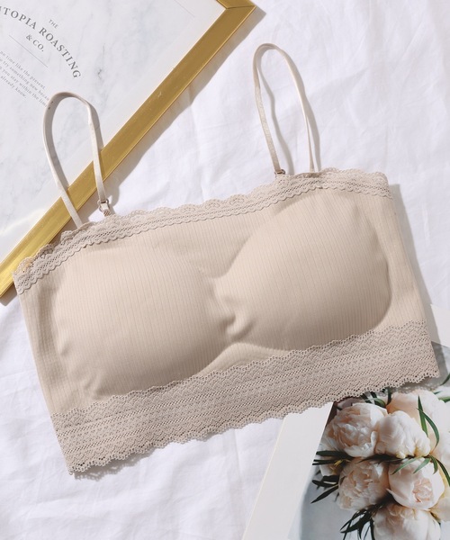 Lace Ladies(レースレディース)の「ソリッドカラー スカラップ スリム ノンワイヤー ブラジャー(チューブトップ・レディース・ブラック/ホワイト/ベージュ・FREE)」の3枚目の写真