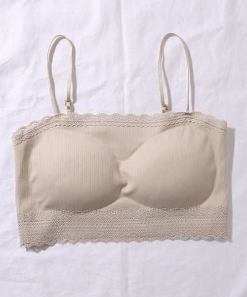 Lace Ladies(レースレディース)の「ソリッドカラー スカラップ スリム ノンワイヤー ブラジャー(チューブトップ・レディース・ブラック/ホワイト/ベージュ・FREE)」の6枚目の写真