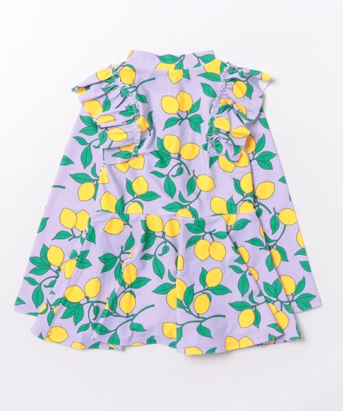 Ocean&Ground(オーシャン&グラウンド)の「【Ocean&Ground】フリルショルダーラッシュワンピース水着/UVカット(水着・キッズ・サーモンピンク/パープル・110/100/90/140/130/120)」の3枚目の写真