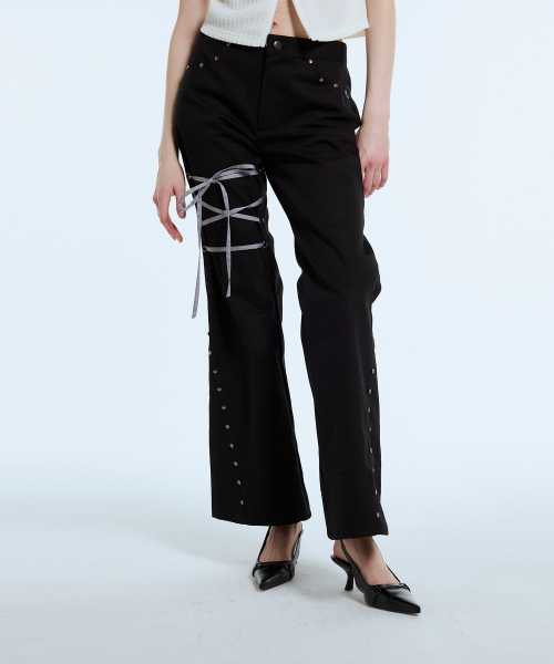 L11 RIBBON BOOTSCUT PANTS(BLACK)
