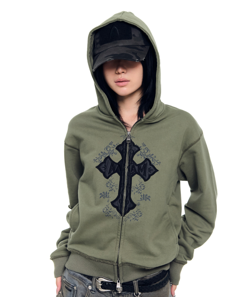 AAKAM（アーカム）の「AKM CROS2 Zip-Up Hoodie (Khaki)（パーカー・レディース・その他・1/2）」の5枚目の写真