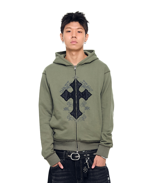 AAKAM（アーカム）の「AKM CROS2 Zip-Up Hoodie (Khaki)（パーカー・レディース・その他・1/2）」の6枚目の写真