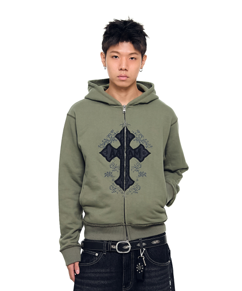 AAKAM（アーカム）の「AKM CROS2 Zip-Up Hoodie (Khaki)（パーカー・レディース・その他・1/2）」の11枚目の写真