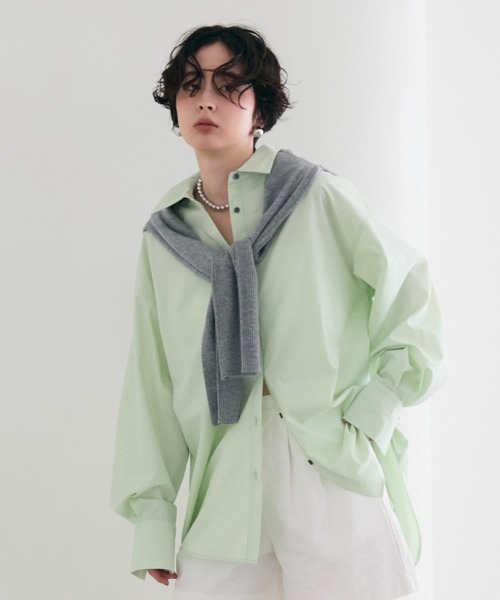 Trish（トリッシュ）の「2wayベーシックルーズシャツ（シャツ/ブラウス・レディース・ベビーピンク/ライトブルー/ピンク/ホワイト/ミント/ブルー・MEDIUM）」の3枚目の写真