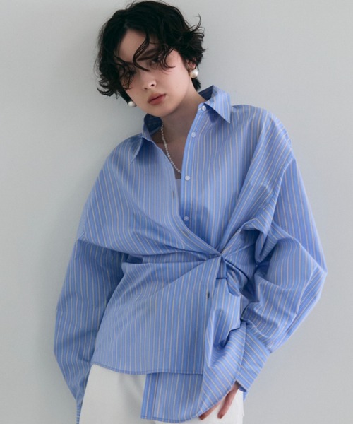 Trish（トリッシュ）の「2wayベーシックルーズシャツ（シャツ/ブラウス・レディース・ベビーピンク/ライトブルー/ピンク/ホワイト/ミント/ブルー・MEDIUM）」の4枚目の写真