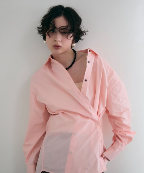 Trish（トリッシュ）の「2wayベーシックルーズシャツ（シャツ/ブラウス・レディース・ベビーピンク/ライトブルー/ピンク/ホワイト/ミント/ブルー・MEDIUM）」の15枚目の写真