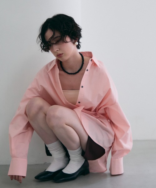 Trish（トリッシュ）の「2wayベーシックルーズシャツ（シャツ/ブラウス・レディース・ベビーピンク/ライトブルー/ピンク/ホワイト/ミント/ブルー・MEDIUM）」の11枚目の写真