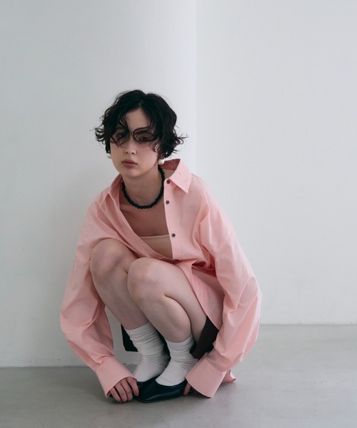 Trish（トリッシュ）の「2wayベーシックルーズシャツ（シャツ/ブラウス・レディース・ベビーピンク/ライトブルー/ピンク/ホワイト/ミント/ブルー・MEDIUM）」の20枚目の写真