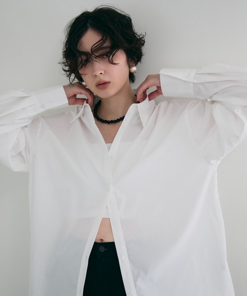 Trish（トリッシュ）の「2wayベーシックルーズシャツ（シャツ/ブラウス・レディース・ベビーピンク/ライトブルー/ピンク/ホワイト/ミント/ブルー・MEDIUM）」の7枚目の写真