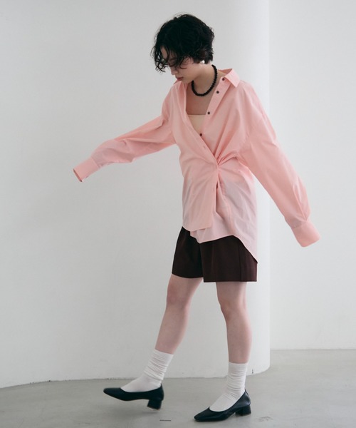 Trish（トリッシュ）の「2wayベーシックルーズシャツ（シャツ/ブラウス・レディース・ベビーピンク/ライトブルー/ピンク/ホワイト/ミント/ブルー・MEDIUM）」の17枚目の写真