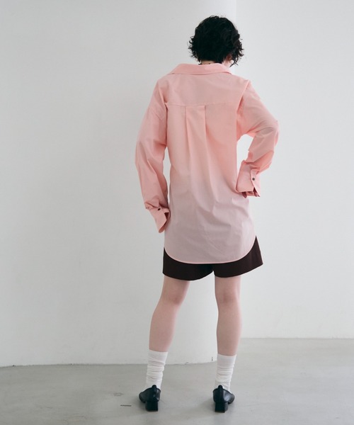 Trish（トリッシュ）の「2wayベーシックルーズシャツ（シャツ/ブラウス・レディース・ベビーピンク/ライトブルー/ピンク/ホワイト/ミント/ブルー・MEDIUM）」の19枚目の写真