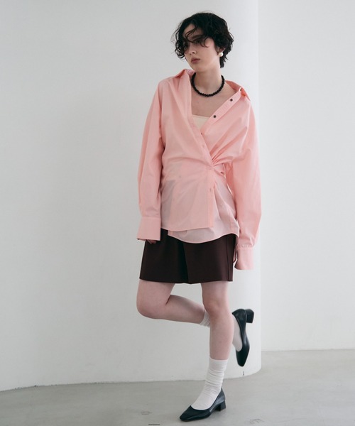 Trish（トリッシュ）の「2wayベーシックルーズシャツ（シャツ/ブラウス・レディース・ベビーピンク/ライトブルー/ピンク/ホワイト/ミント/ブルー・MEDIUM）」の18枚目の写真