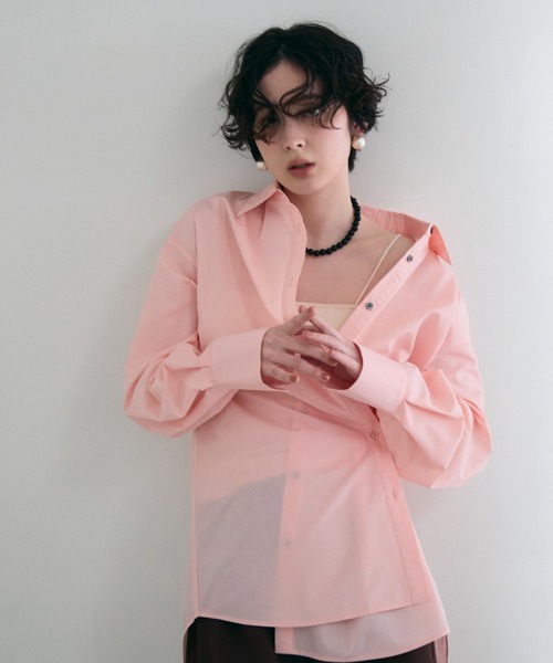 Trish（トリッシュ）の「2wayベーシックルーズシャツ（シャツ/ブラウス・レディース・ベビーピンク/ライトブルー/ピンク/ホワイト/ミント/ブルー・MEDIUM）」の16枚目の写真