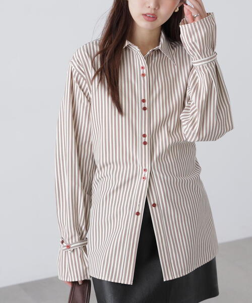 FREE'S MART(フリーズマート)の「◆ウエストシェイプレースアップシャツ(シャツ/ブラウス・レディース・ホワイト/ブラウン系その他/ブルー系その他・FREE)」の3枚目の写真