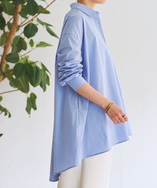 LIVETART（リヴェタート）の「フレアロングシャツ（シャツ/ブラウス・レディース・ブルー/ホワイト・FREE）」の3枚目の写真