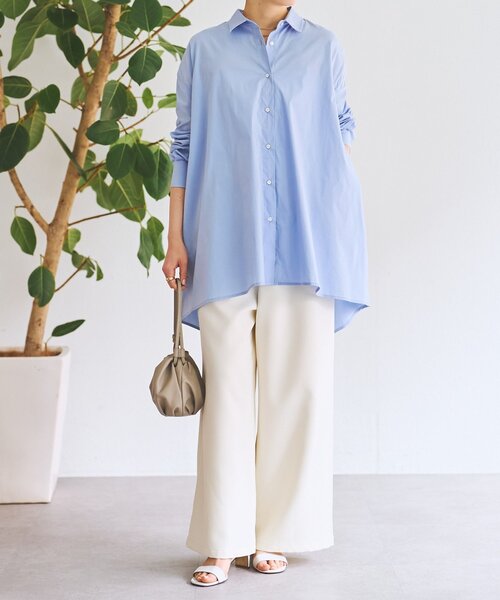 LIVETART（リヴェタート）の「フレアロングシャツ（シャツ/ブラウス・レディース・ブルー/ホワイト・FREE）」の5枚目の写真