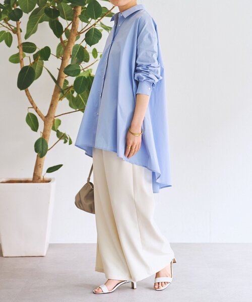 LIVETART（リヴェタート）の「フレアロングシャツ（シャツ/ブラウス・レディース・ブルー/ホワイト・FREE）」の6枚目の写真