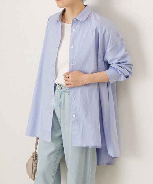 LIVETART（リヴェタート）の「フレアロングシャツ（シャツ/ブラウス・レディース・ブルー/ホワイト・FREE）」の8枚目の写真