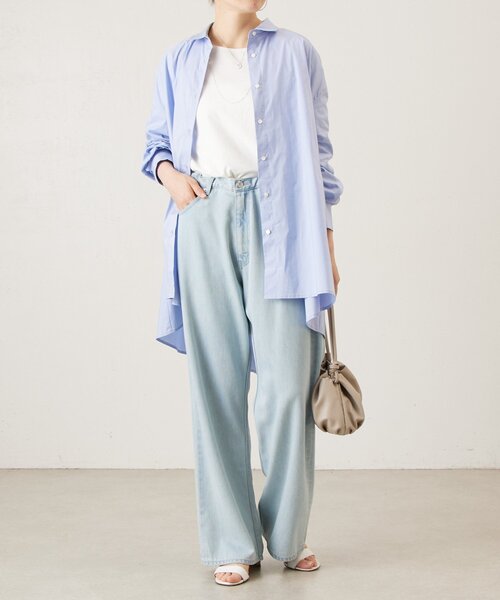 LIVETART（リヴェタート）の「フレアロングシャツ（シャツ/ブラウス・レディース・ブルー/ホワイト・FREE）」の11枚目の写真