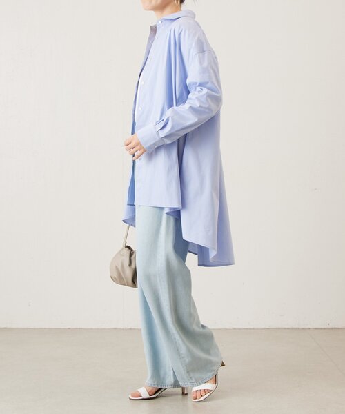 LIVETART（リヴェタート）の「フレアロングシャツ（シャツ/ブラウス・レディース・ブルー/ホワイト・FREE）」の12枚目の写真