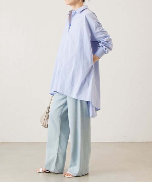 LIVETART（リヴェタート）の「フレアロングシャツ（シャツ/ブラウス・レディース・ブルー/ホワイト・FREE）」の15枚目の写真