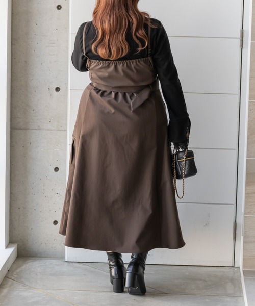 CLETTE(クレット)の「CLETTEオリジナルフロントジップ2WAYベルトワンピース(ワンピース・レディース・カーキ/ブラック/ワイン・LL/4L/3L)」の10枚目の写真