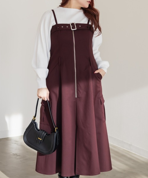 CLETTE(クレット)の「CLETTEオリジナルフロントジップ2WAYベルトワンピース(ワンピース・レディース・カーキ/ブラック/ワイン・LL/4L/3L)」の11枚目の写真