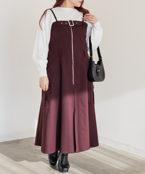 CLETTE(クレット)の「CLETTEオリジナルフロントジップ2WAYベルトワンピース(ワンピース・レディース・カーキ/ブラック/ワイン・LL/4L/3L)」の13枚目の写真