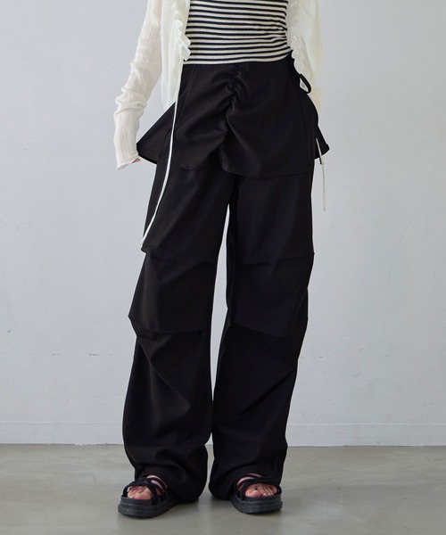 CHAN ME(チャンミ)の「スカートレイヤードワイドパンツ(その他パンツ・レディース・ブラック・MEDIUM/LARGE)」の4枚目の写真