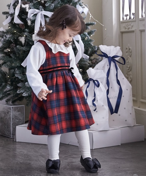 petit main（プティマイン）の「チェックドッキングワンピース（ワンピース・キッズ・グリーン・90cm/80ｃｍ/100cm/110cm/120cm）」の9枚目の写真