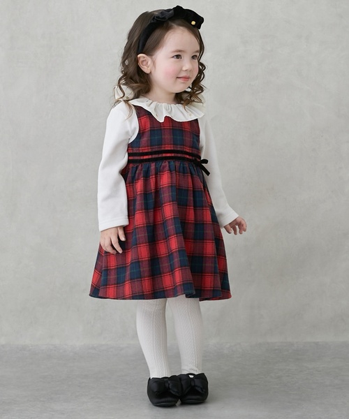 petit main（プティマイン）の「チェックドッキングワンピース（ワンピース・キッズ・グリーン・90cm/80ｃｍ/100cm/110cm/120cm）」の16枚目の写真