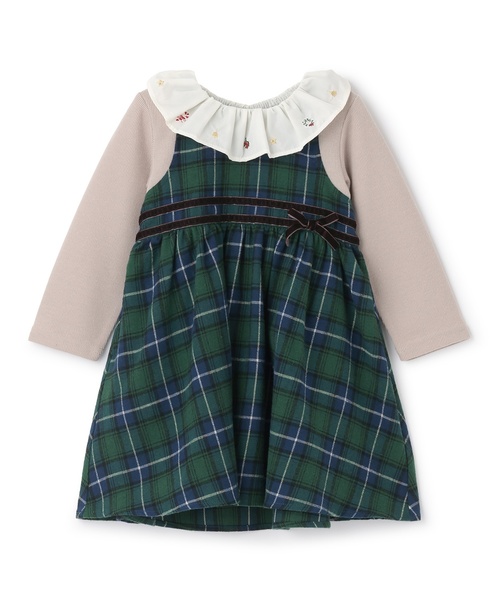 petit main（プティマイン）の「チェックドッキングワンピース（ワンピース・キッズ・グリーン・90cm/80ｃｍ/100cm/110cm/120cm）」の10枚目の写真